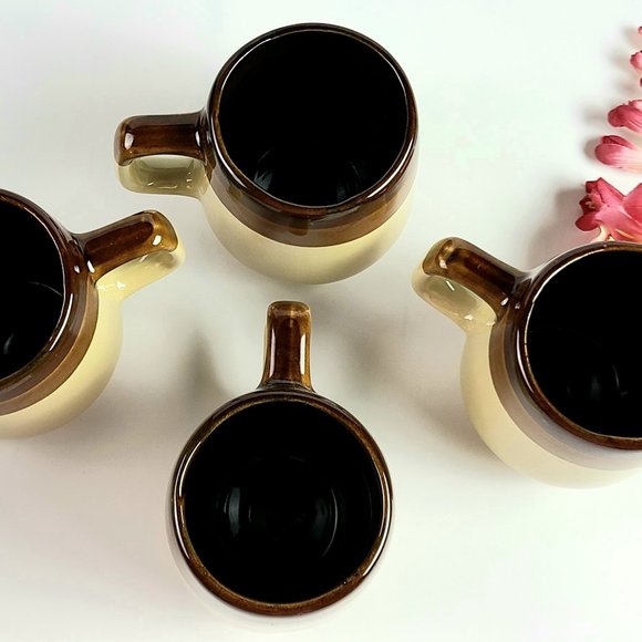Vintage - Beige/Brown Tea Set with Creamer & 4 Cups - 7 Pieces - Made in Taiwan - Picture 7 of 12